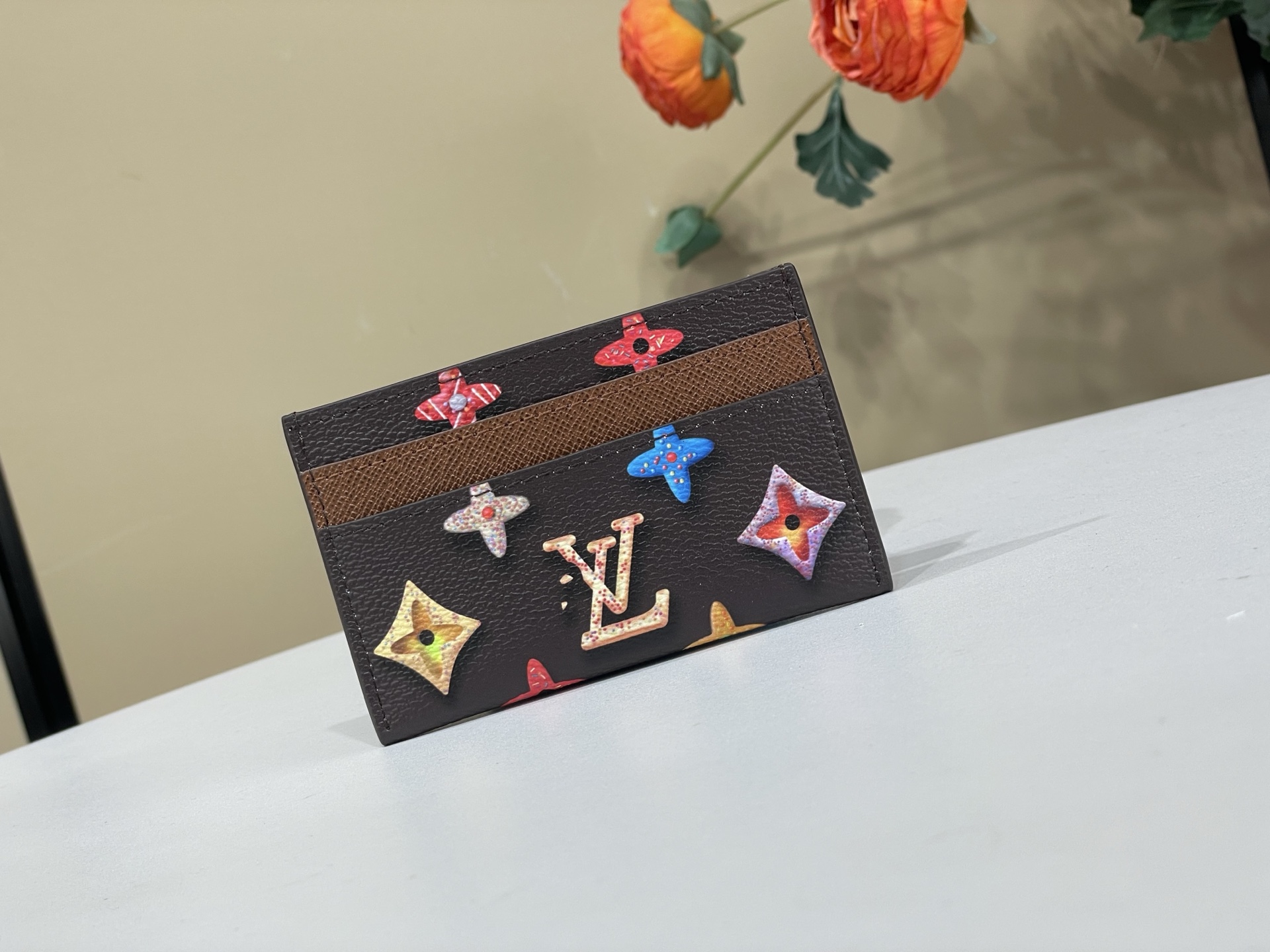 Louis-Vuitton-Double-Card-Holder-Wallet-Chocolate-Monogram-Donuts-Canvas-M28284-7x1x11CM