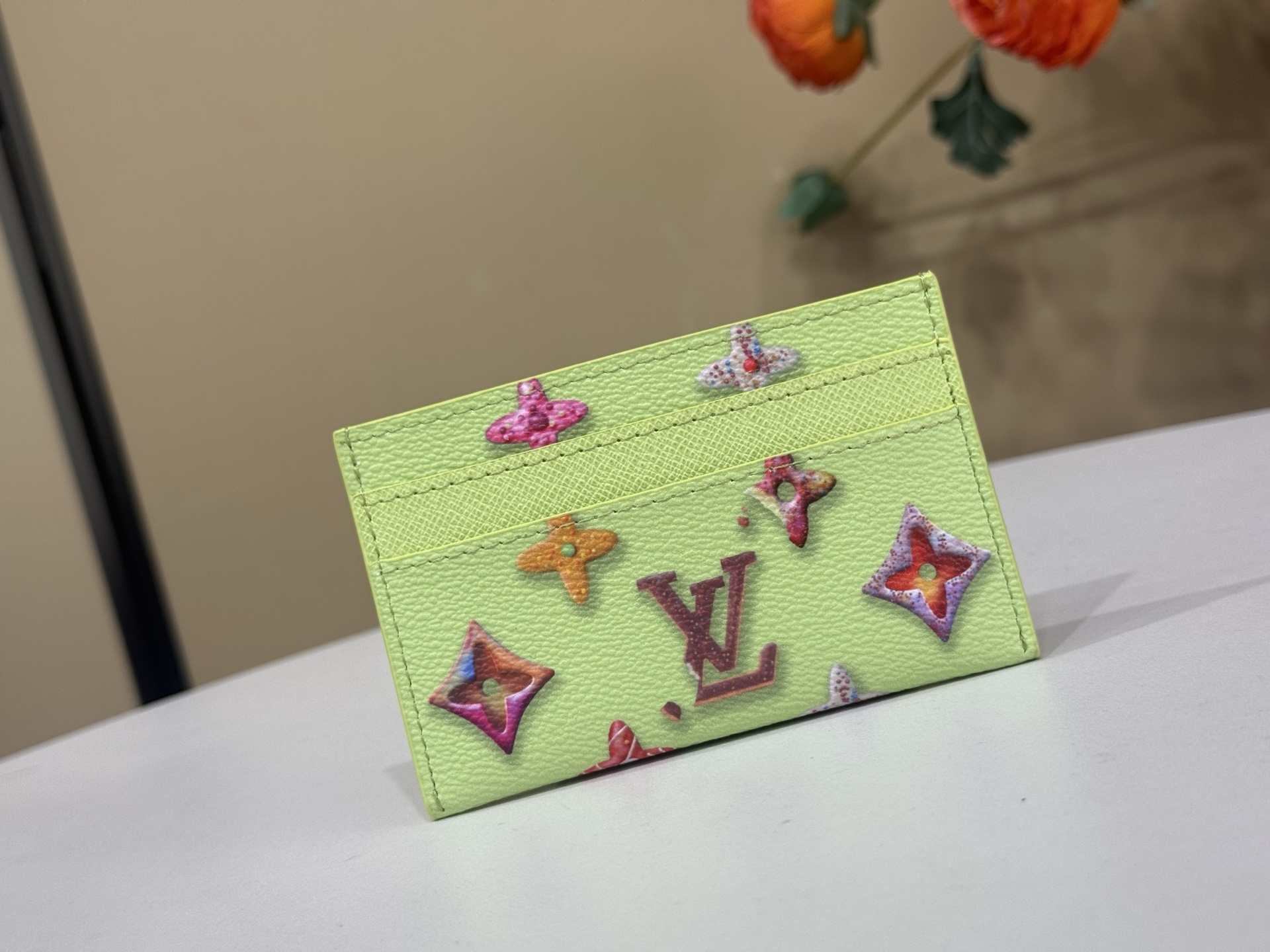 Louis-Vuitton-Double-Card-Holder-Wallet-Light-Green-Monogram-Donuts-Canvas-M28284-7x1x11CM