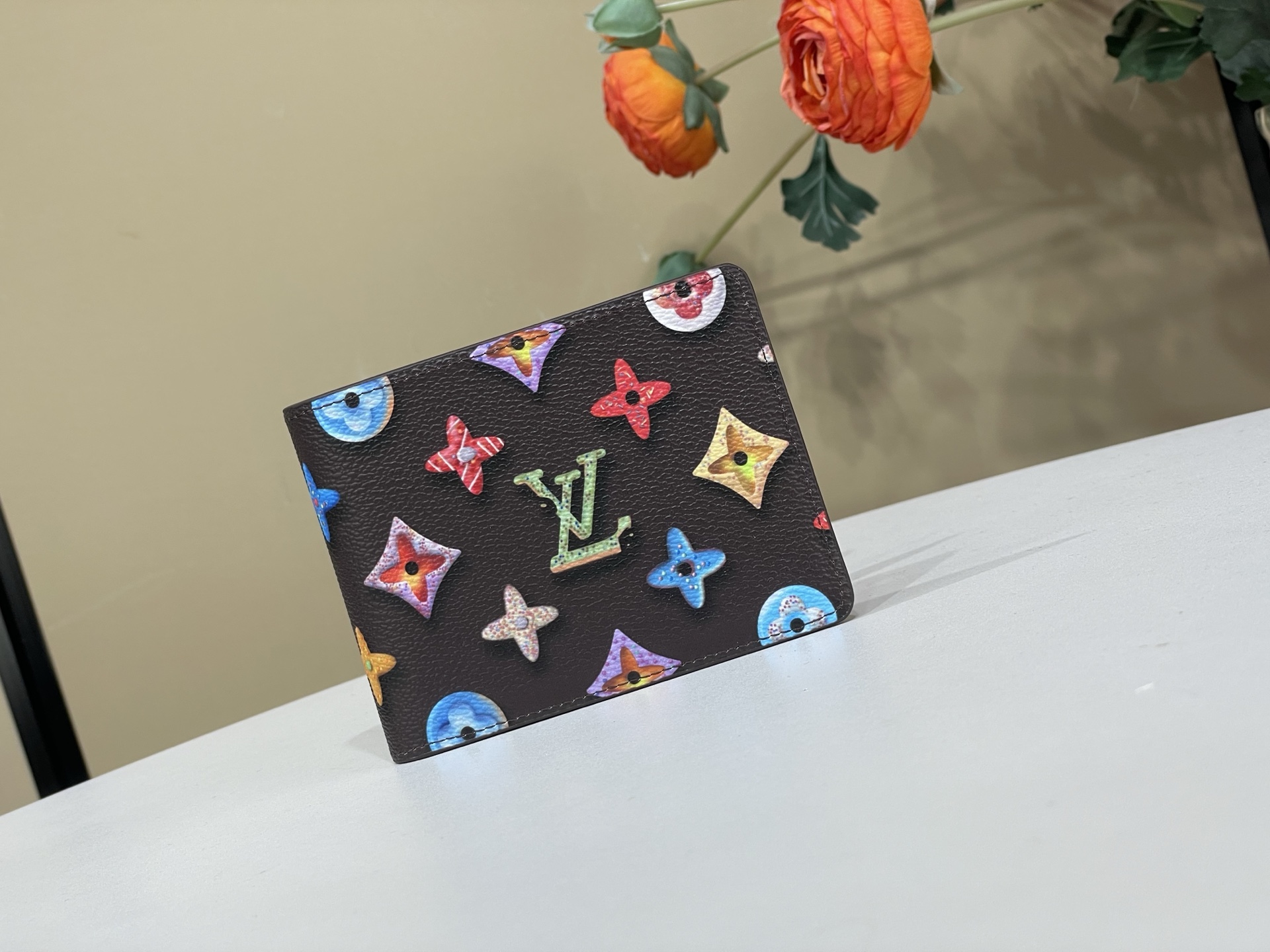 Louis-Vuitton-Multiple-Wallet-Chocolate-Monogram-Donuts-Canvas-M28285-8x2x11CM