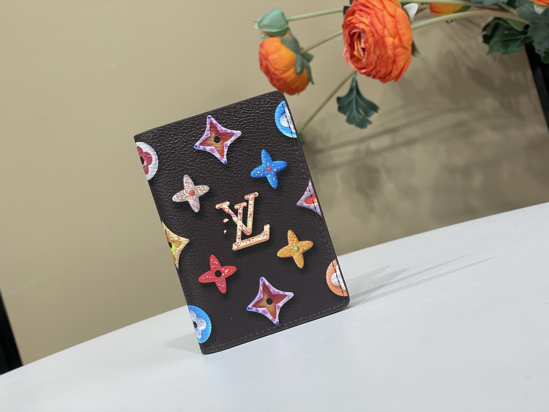 Louis-Vuitton-Pocket-Organizer-Wallet-Chocolate-Monogram-Donuts-Canvas-M28282-7x11x1CM