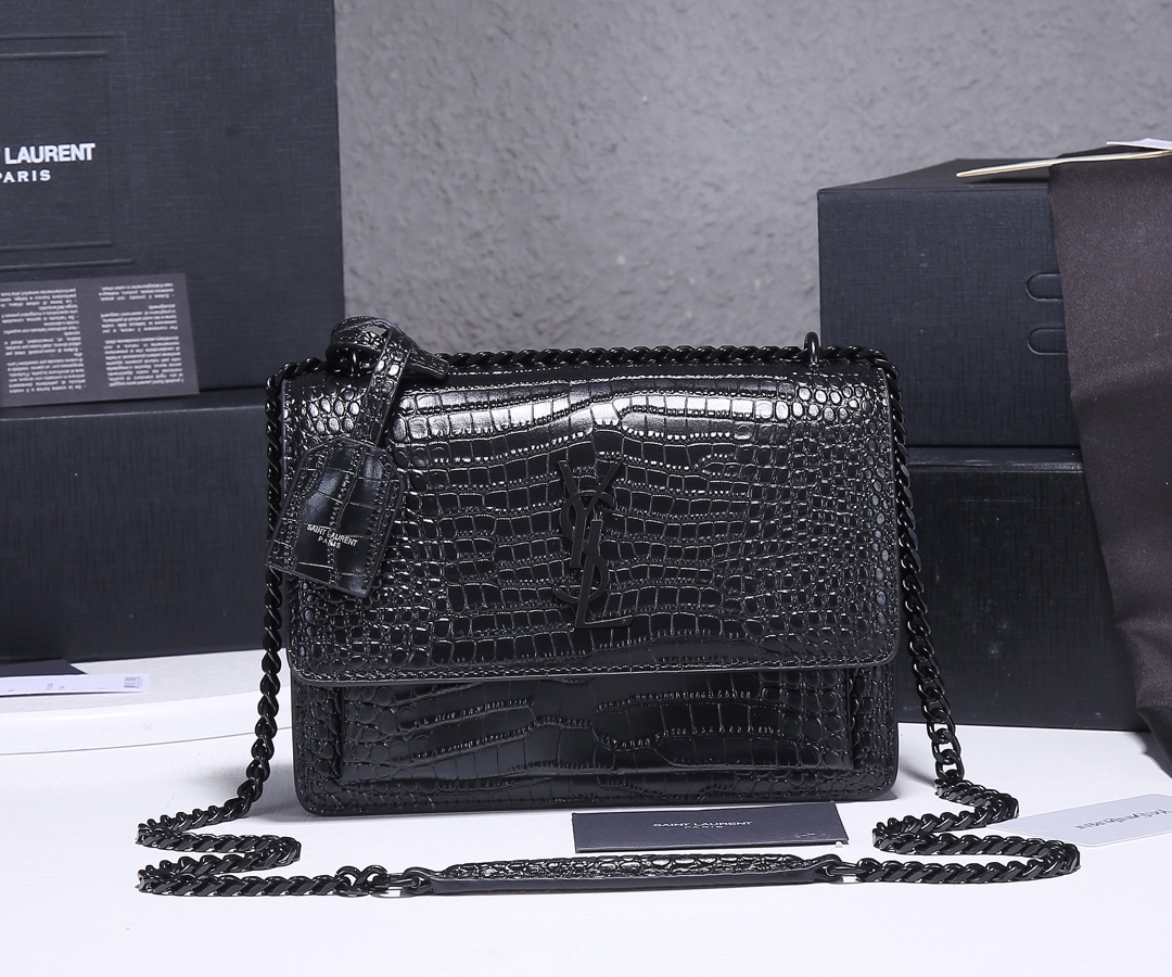 Wholesale Luxury Ysl Sunset Medium In Crocodile Embossed Shiny Leather 1737 - Image 10