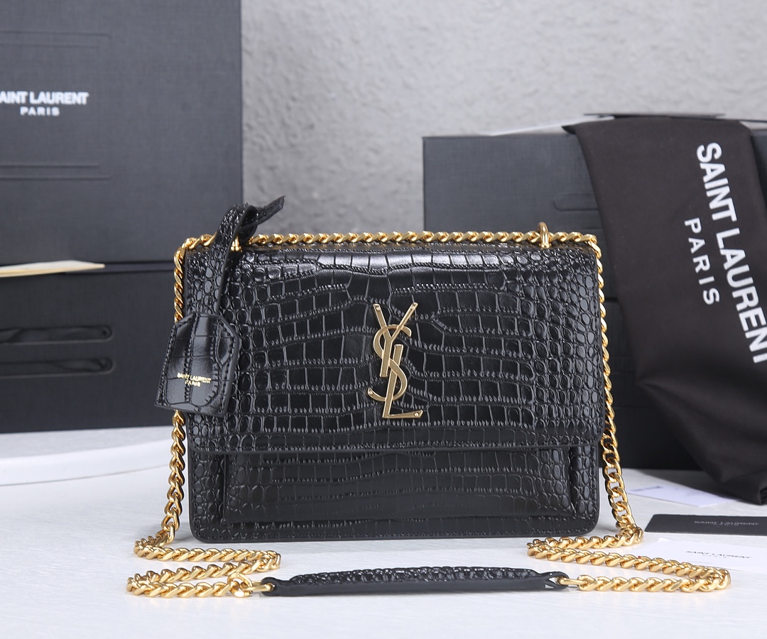 Wholesale Luxury Ysl Sunset Medium In Crocodile Embossed Shiny Leather 1737
