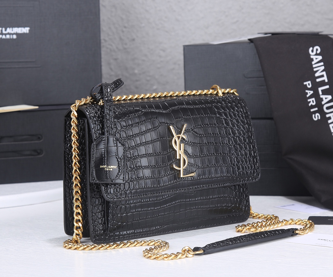 Wholesale Luxury Ysl Sunset Medium In Crocodile Embossed Shiny Leather 1737 - Image 2