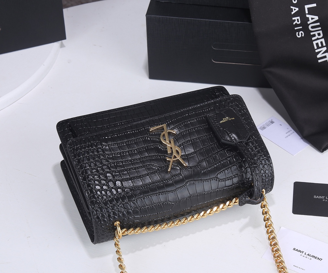 Wholesale Luxury Ysl Sunset Medium In Crocodile Embossed Shiny Leather 1737 - Image 5