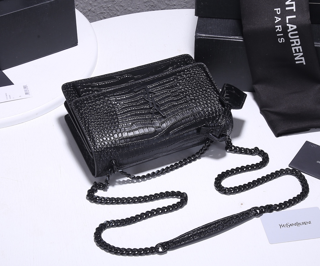 Wholesale Luxury Ysl Sunset Medium In Crocodile Embossed Shiny Leather 1737 - Image 14