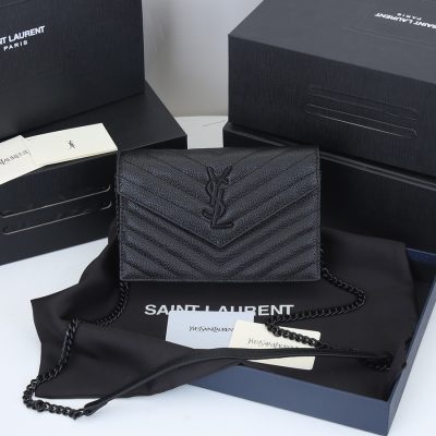 Wholesale Luxury Ysl Envelope Chain Wallet In Grain De Poudre Embossed Leather 1888