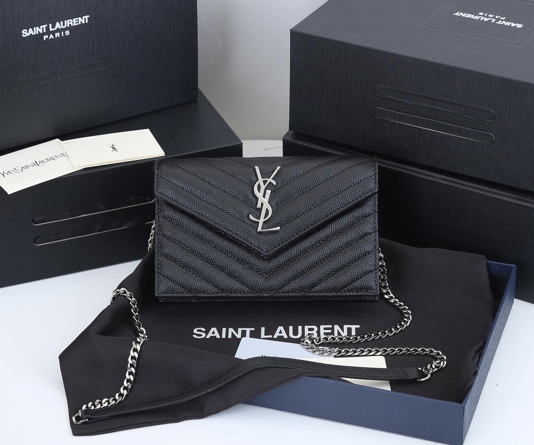 Wholesale Luxury Ysl Envelope Chain Wallet In Grain De Poudre Embossed Leather 1888 - Image 11