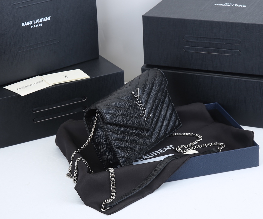 Wholesale Luxury Ysl Envelope Chain Wallet In Grain De Poudre Embossed Leather 1888 - Image 12