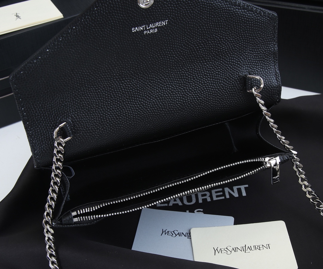 Wholesale Luxury Ysl Envelope Chain Wallet In Grain De Poudre Embossed Leather 1888 - Image 16