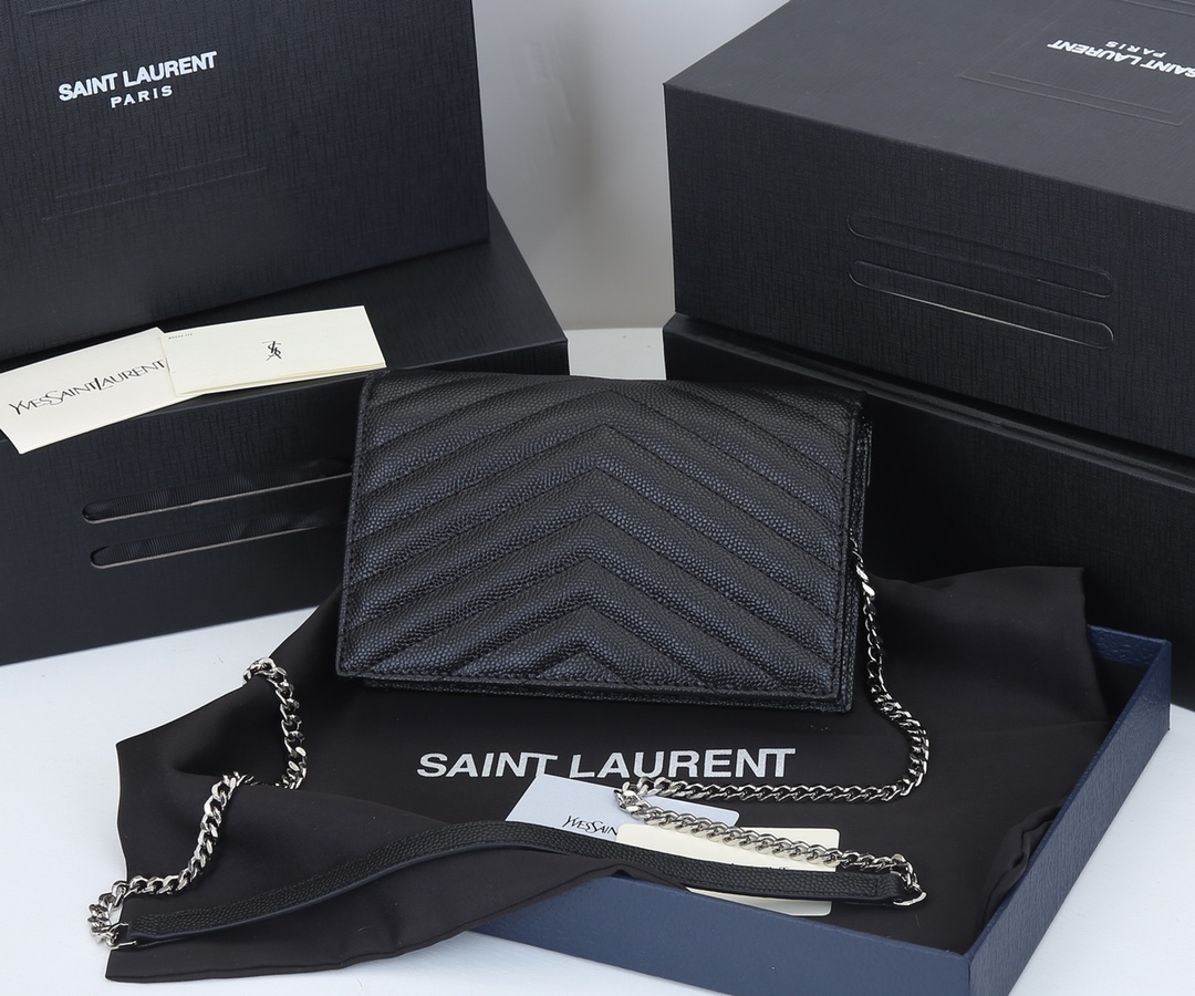 Wholesale Luxury Ysl Envelope Chain Wallet In Grain De Poudre Embossed Leather 1888 - Image 17