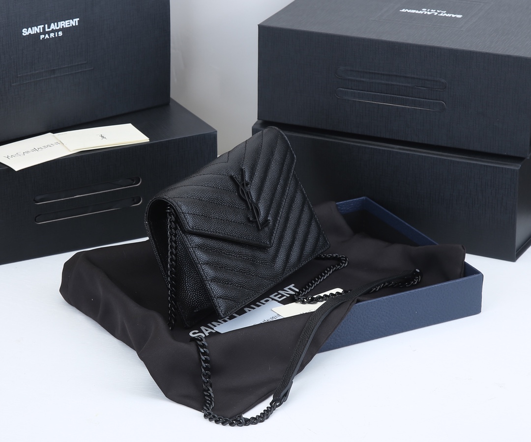 Wholesale Luxury Ysl Envelope Chain Wallet In Grain De Poudre Embossed Leather 1888 - Image 2