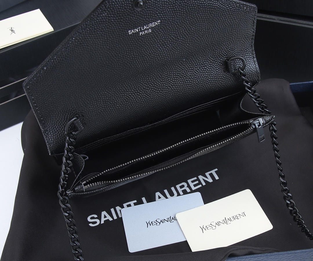 Wholesale Luxury Ysl Envelope Chain Wallet In Grain De Poudre Embossed Leather 1888 - Image 7