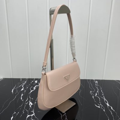 Alternative view of Wholesale Luxury Prada Cleo Brushed Leather Shoulder Bag With Flap 1Bd311 Pink/White