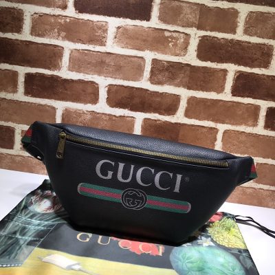 Wholesale Luxury Gucci Leather Belt Bag 493869 Black/White
