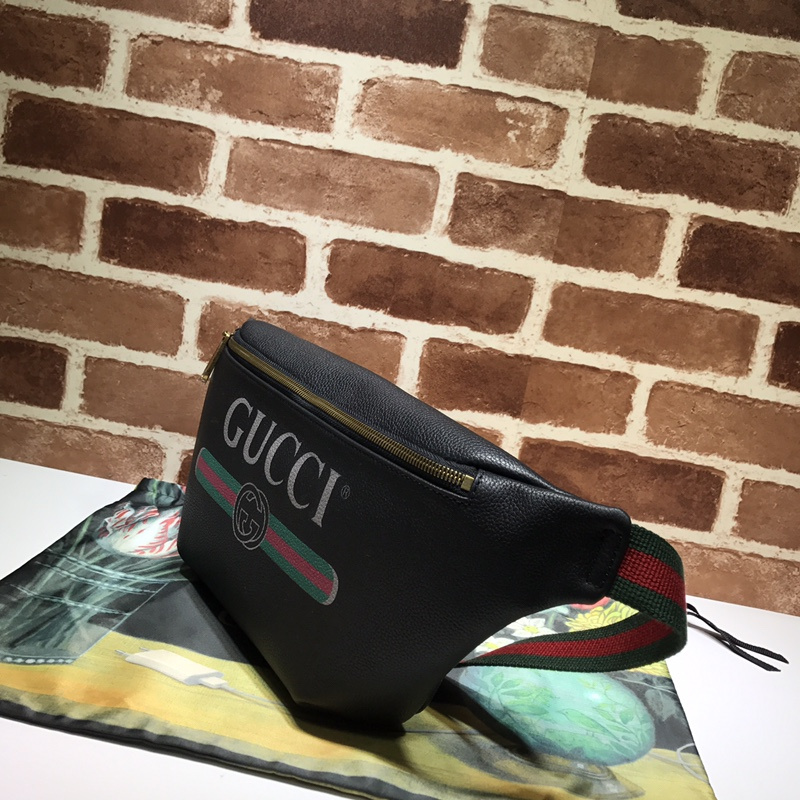 Wholesale Luxury Gucci Leather Belt Bag 493869 Black/White - Image 4