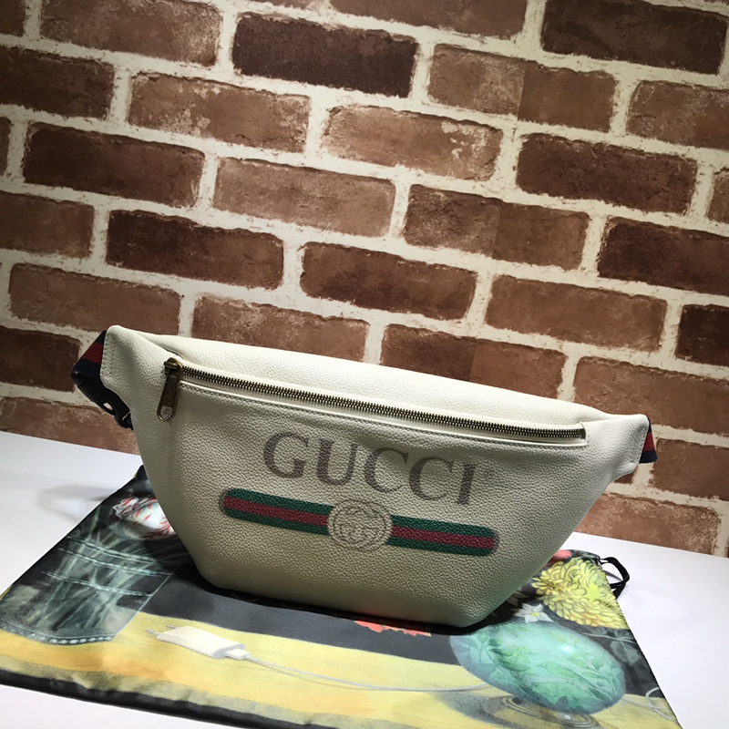 Wholesale Luxury Gucci Leather Belt Bag 493869 Black/White - Image 10