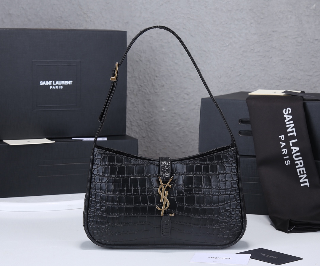 Wholesale Luxury Ysl Le 5 A 7 Hobo Bag In Crocodile-Embossed Leather 2024
