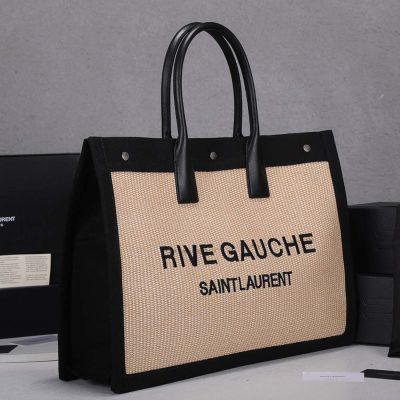Alternative view of Wholesale Luxury Ysl Rive Gauche Tote Bag In Linen And Leather 2149