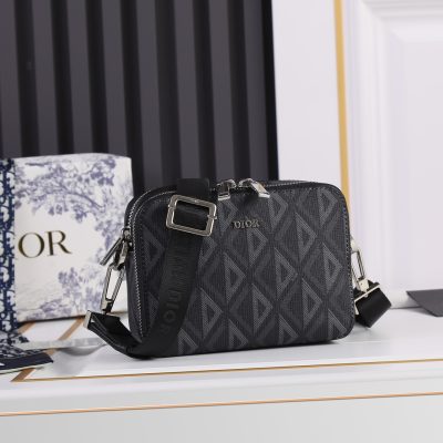 Wholesale Luxury Dior Black Cd Diamond Canvas Messenger Pouch