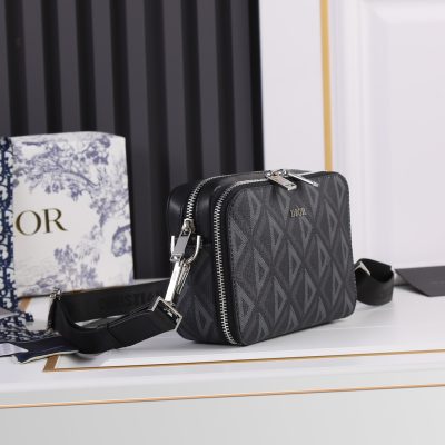 Alternative view of Wholesale Luxury Dior Black Cd Diamond Canvas Messenger Pouch