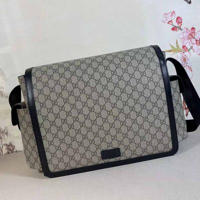 Wholesale Luxury Gucci Gg Supreme Diaper Bag Grey/Black 495909