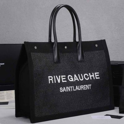Alternative view of Wholesale Luxury Ysl Rive Gauche Tote Bag In Linen And Leather 4992