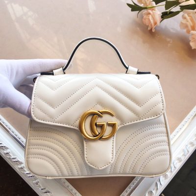 Wholesale Luxury Gucci Marmont Mini Top Handle Bag White/Pink/Red