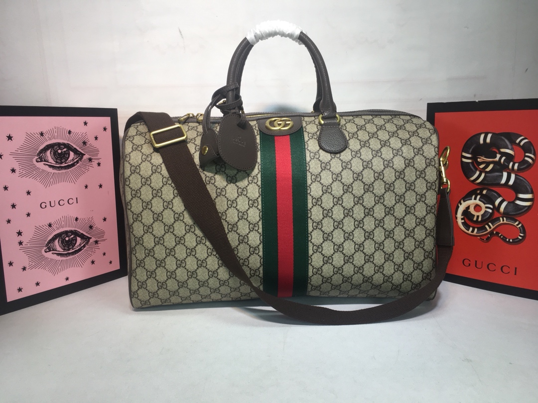 Wholesale Luxury Gucci Ophidia Medium Carry-On Duffle Beige/Black