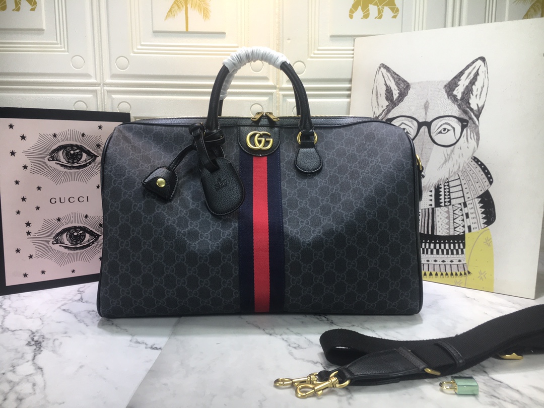 Wholesale Luxury Gucci Ophidia Medium Carry-On Duffle Beige/Black - Image 6