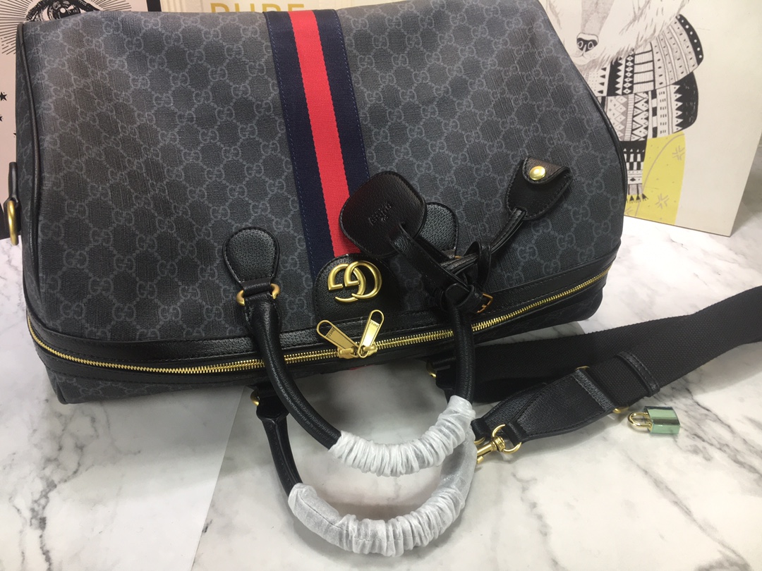 Wholesale Luxury Gucci Ophidia Medium Carry-On Duffle Beige/Black - Image 8