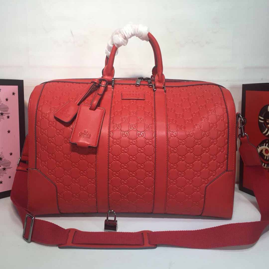 Wholesale Luxury Gucci Aaa-Double G Embossed Duffle Bag 625768 Black/Red - Image 10