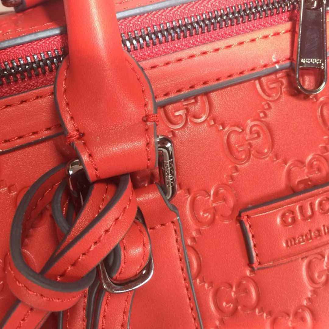 Wholesale Luxury Gucci Aaa-Double G Embossed Duffle Bag 625768 Black/Red - Image 11