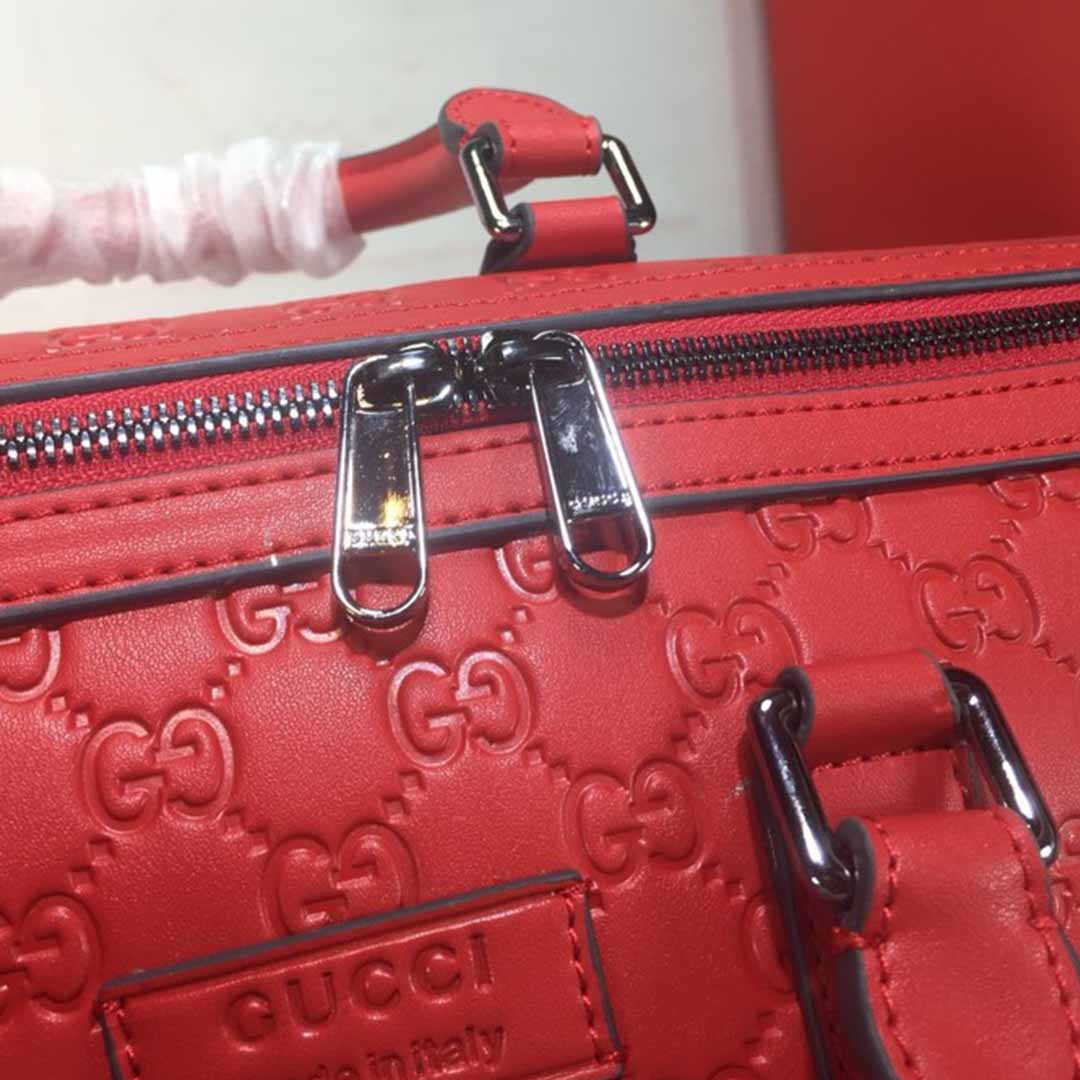 Wholesale Luxury Gucci Aaa-Double G Embossed Duffle Bag 625768 Black/Red - Image 12