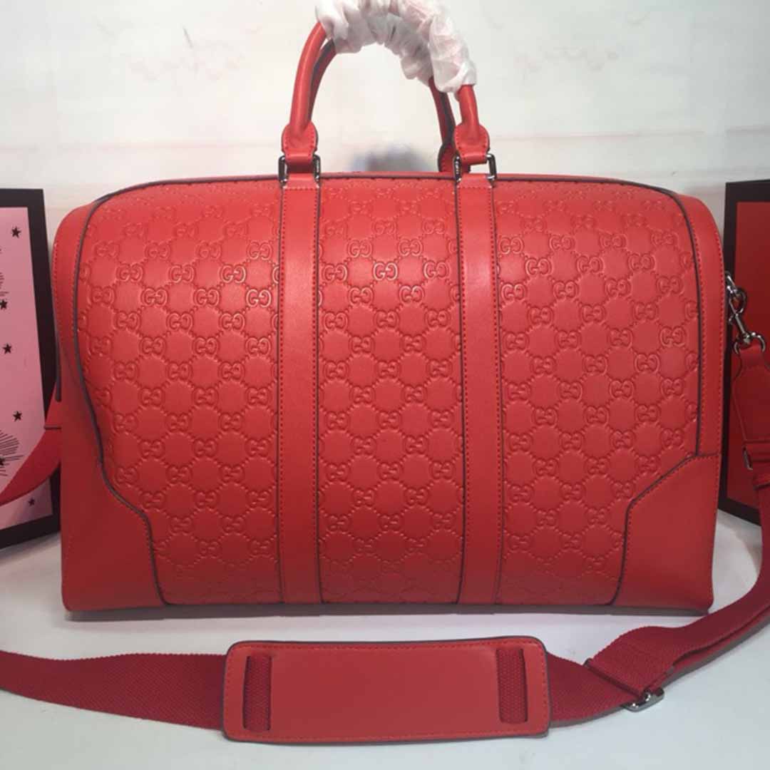 Wholesale Luxury Gucci Aaa-Double G Embossed Duffle Bag 625768 Black/Red - Image 13