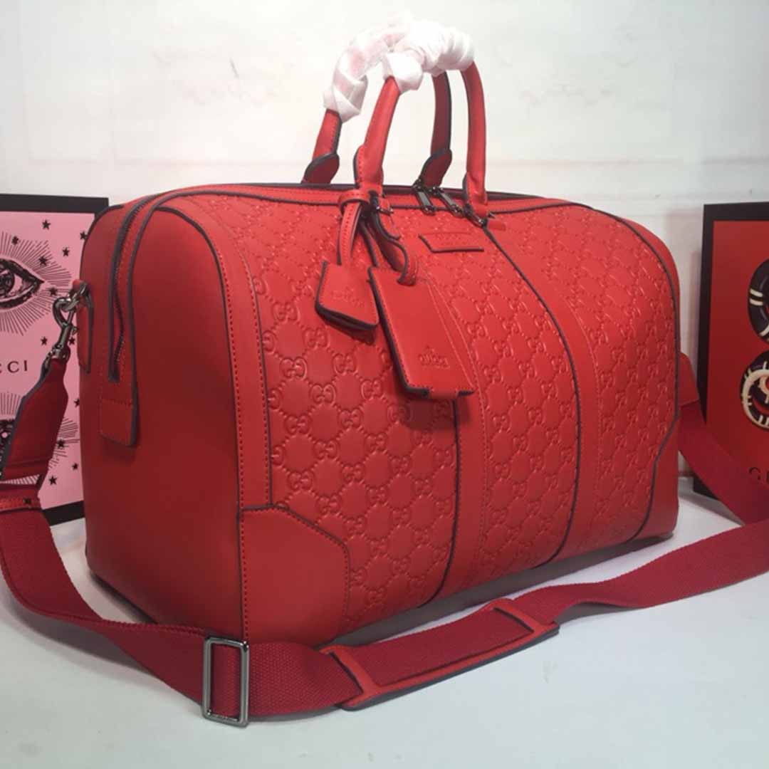 Wholesale Luxury Gucci Aaa-Double G Embossed Duffle Bag 625768 Black/Red - Image 14