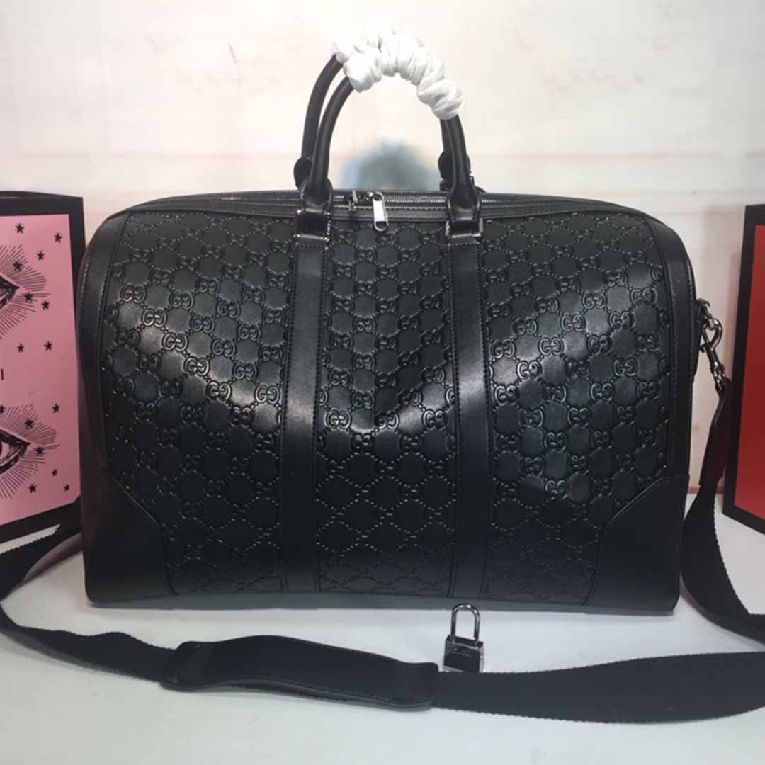 Wholesale Luxury Gucci Aaa-Double G Embossed Duffle Bag 625768 Black/Red - Image 2