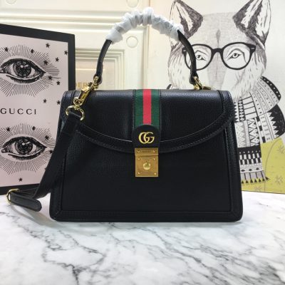 Wholesale Luxury Gucci Ophidia Small Top Handle Bag With Web Black/White