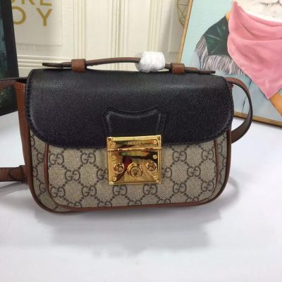 Wholesale Luxury Gucci Padlock Mini Bag Black/White