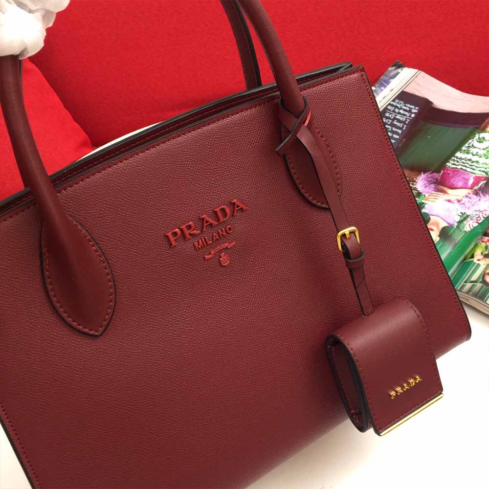 Wholesale Luxury Prada Medium Saffiano Leather Monochrome Bag 1Ba155(66158) Wine - Image 5