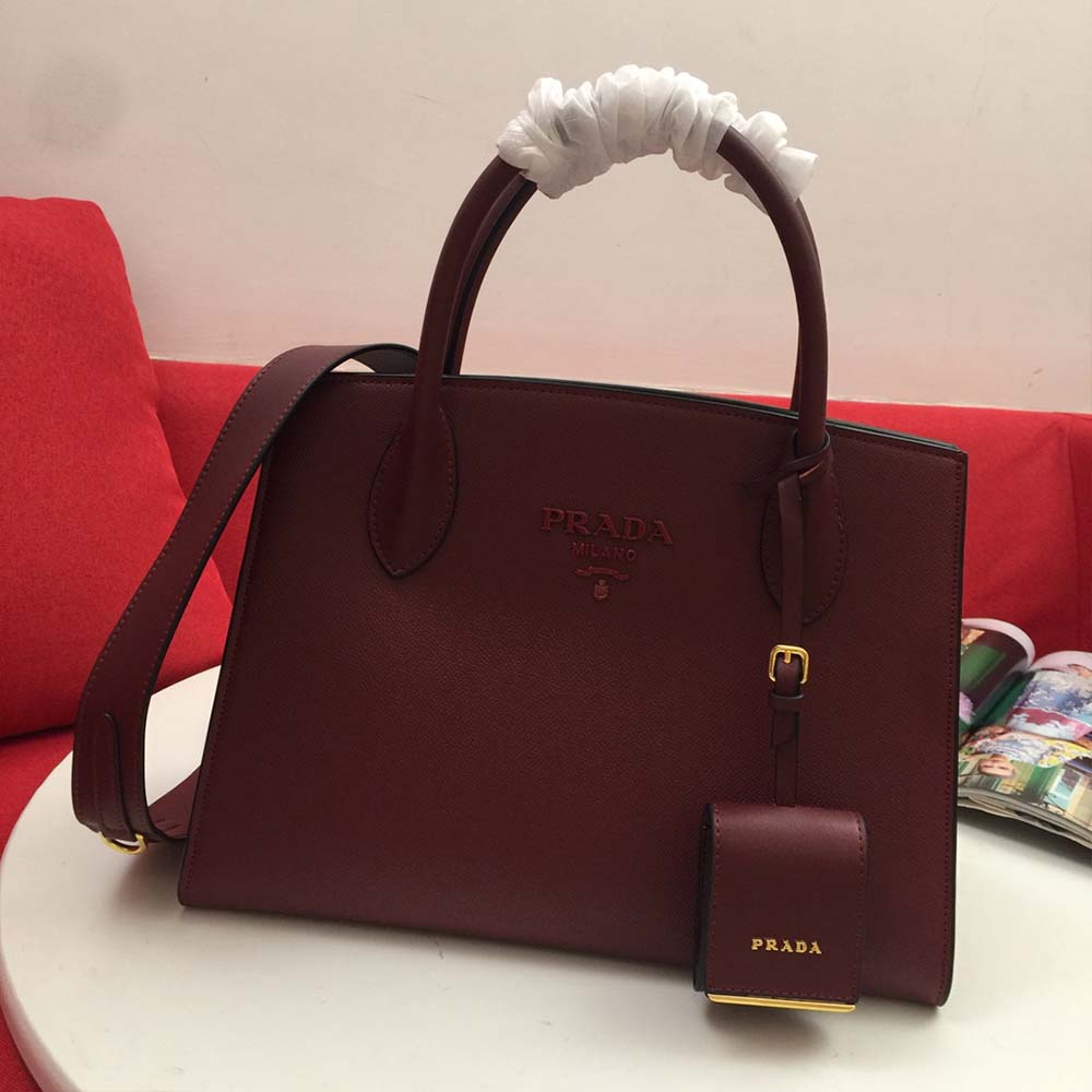 Wholesale Luxury Prada Medium Saffiano Leather Monochrome Bag 1Ba155(66158) Wine - Image 4