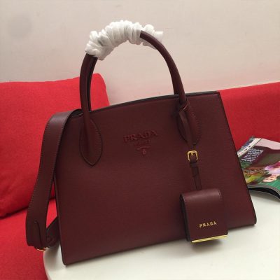 Wholesale Luxury Prada Medium Saffiano Leather Monochrome Bag 1Ba155(66158) Wine