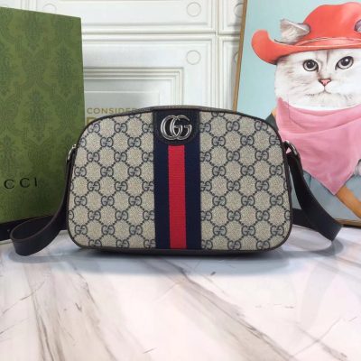 Wholesale Luxury Gucci Ophidia Double G Shoulder Bag- Black/White