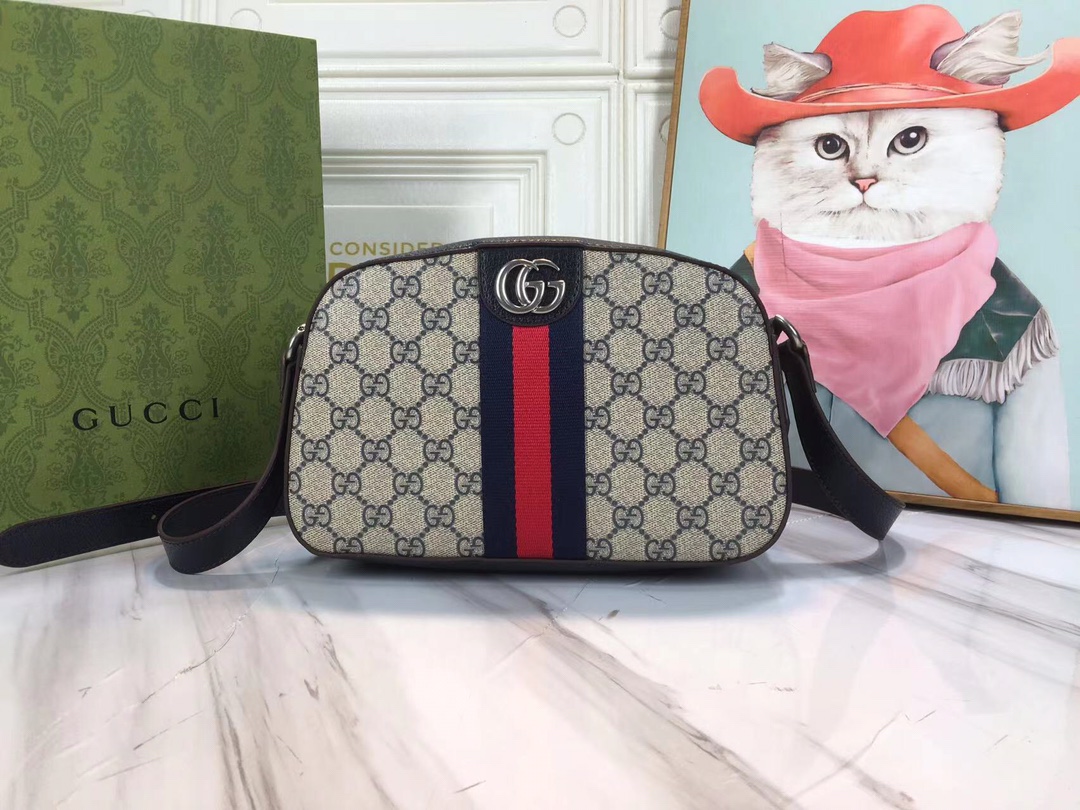 Wholesale Luxury Gucci Ophidia Double G Shoulder Bag- Black/White