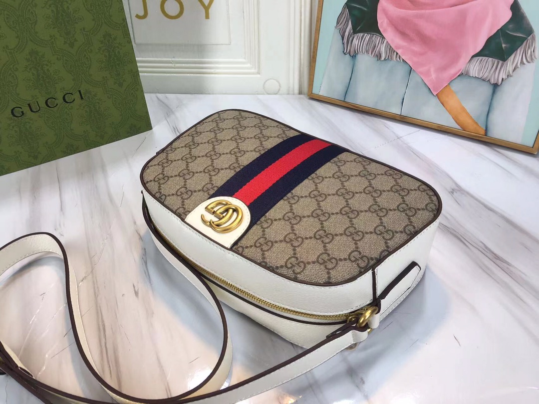 Wholesale Luxury Gucci Ophidia Double G Shoulder Bag- Black/White - Image 10
