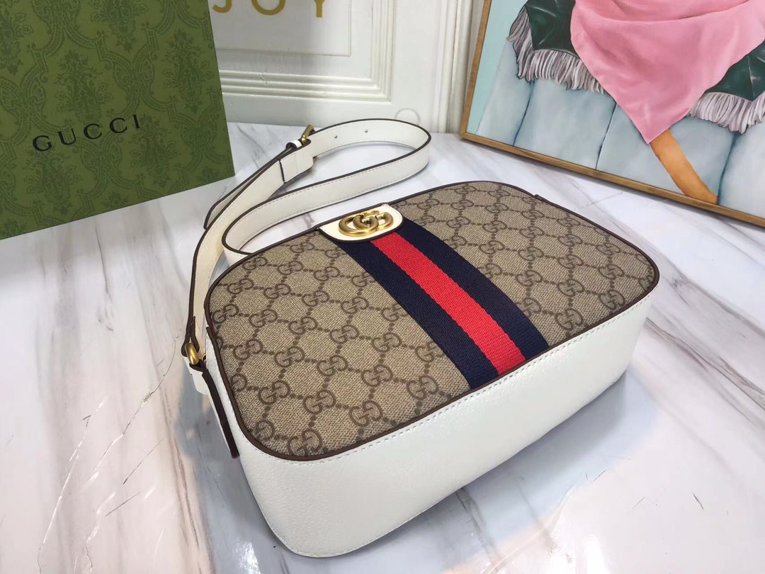 Wholesale Luxury Gucci Ophidia Double G Shoulder Bag- Black/White - Image 11