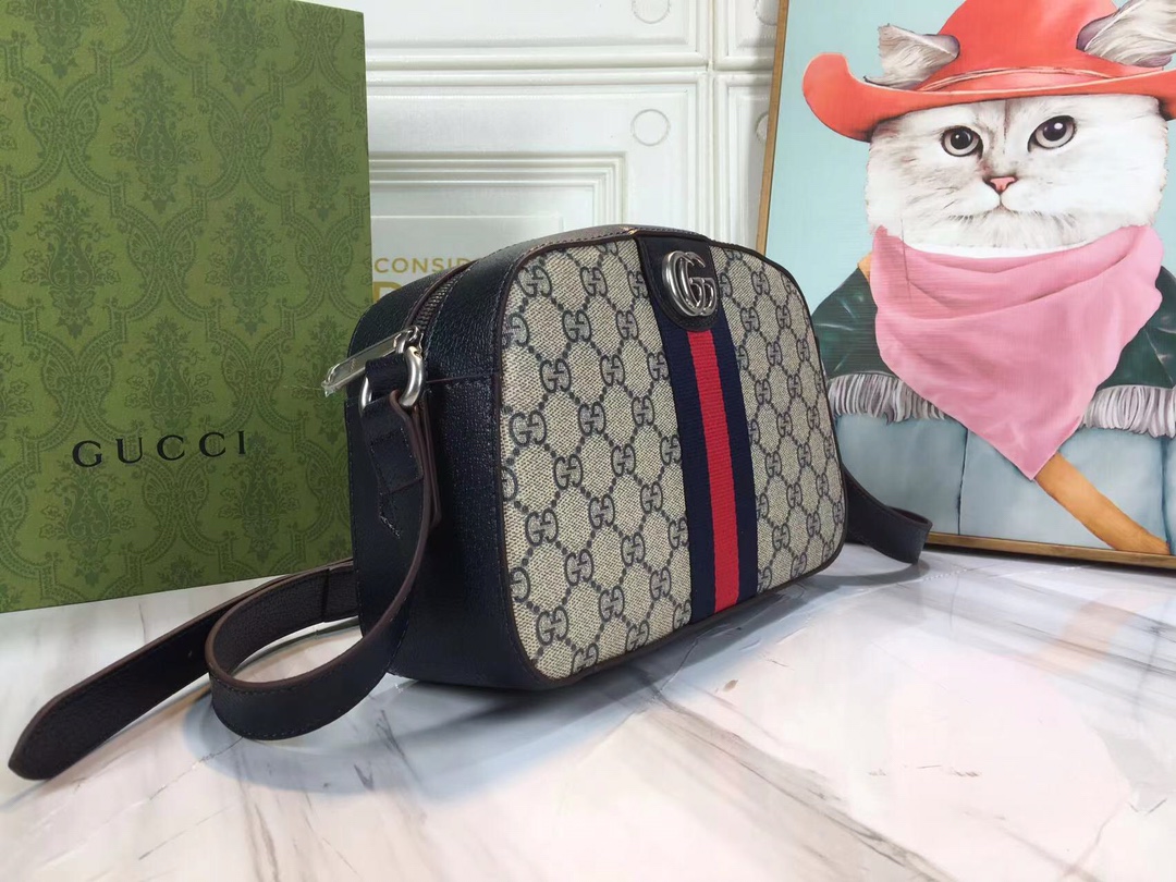 Wholesale Luxury Gucci Ophidia Double G Shoulder Bag- Black/White - Image 2