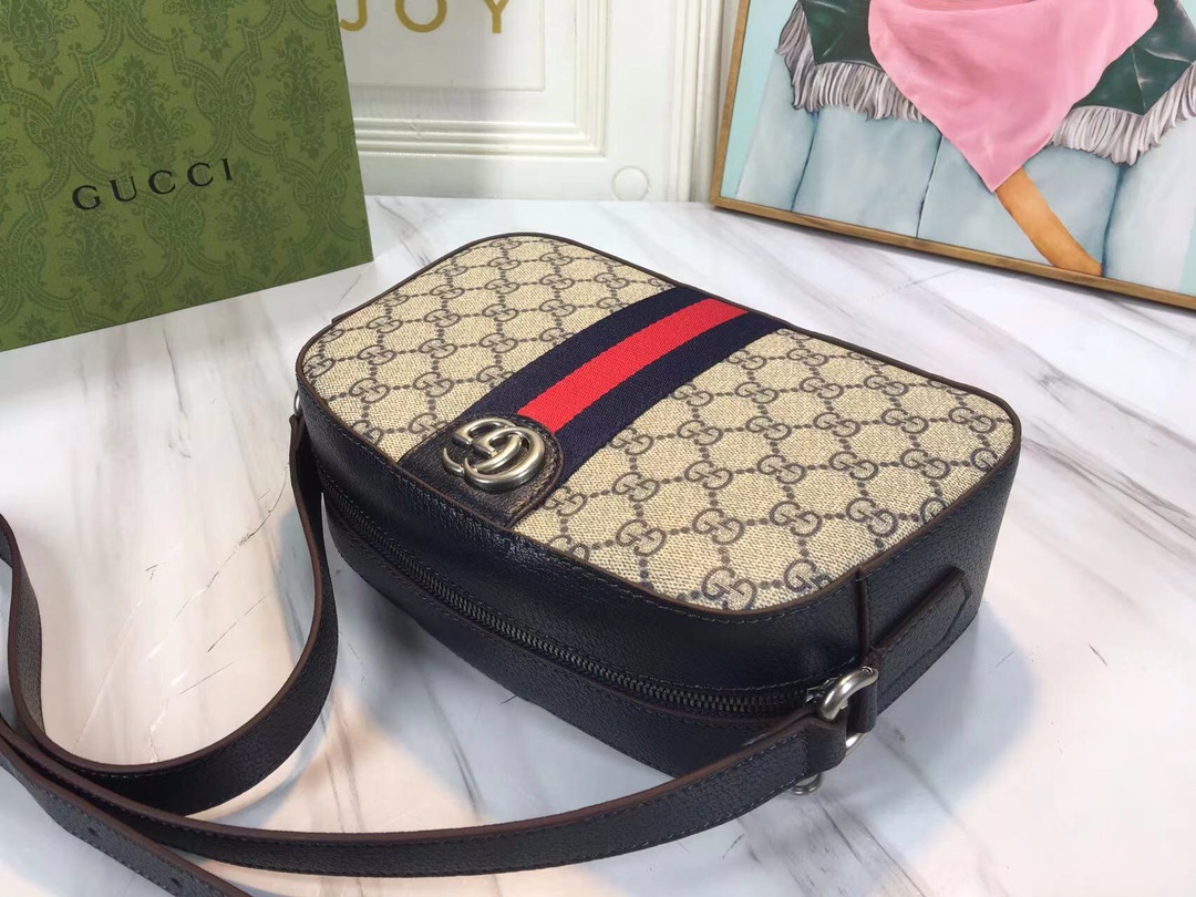 Wholesale Luxury Gucci Ophidia Double G Shoulder Bag- Black/White - Image 4