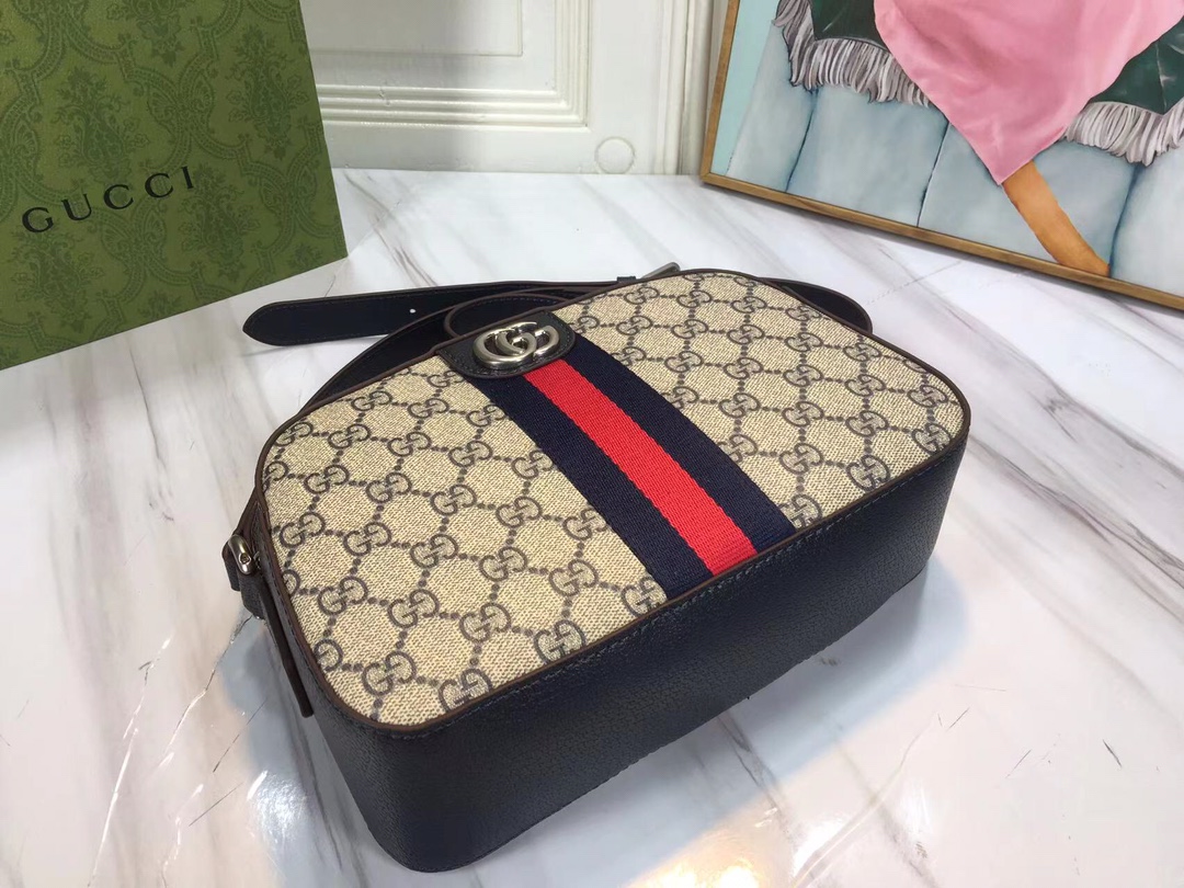 Wholesale Luxury Gucci Ophidia Double G Shoulder Bag- Black/White - Image 5