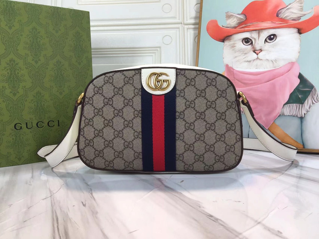 Wholesale Luxury Gucci Ophidia Double G Shoulder Bag- Black/White - Image 7