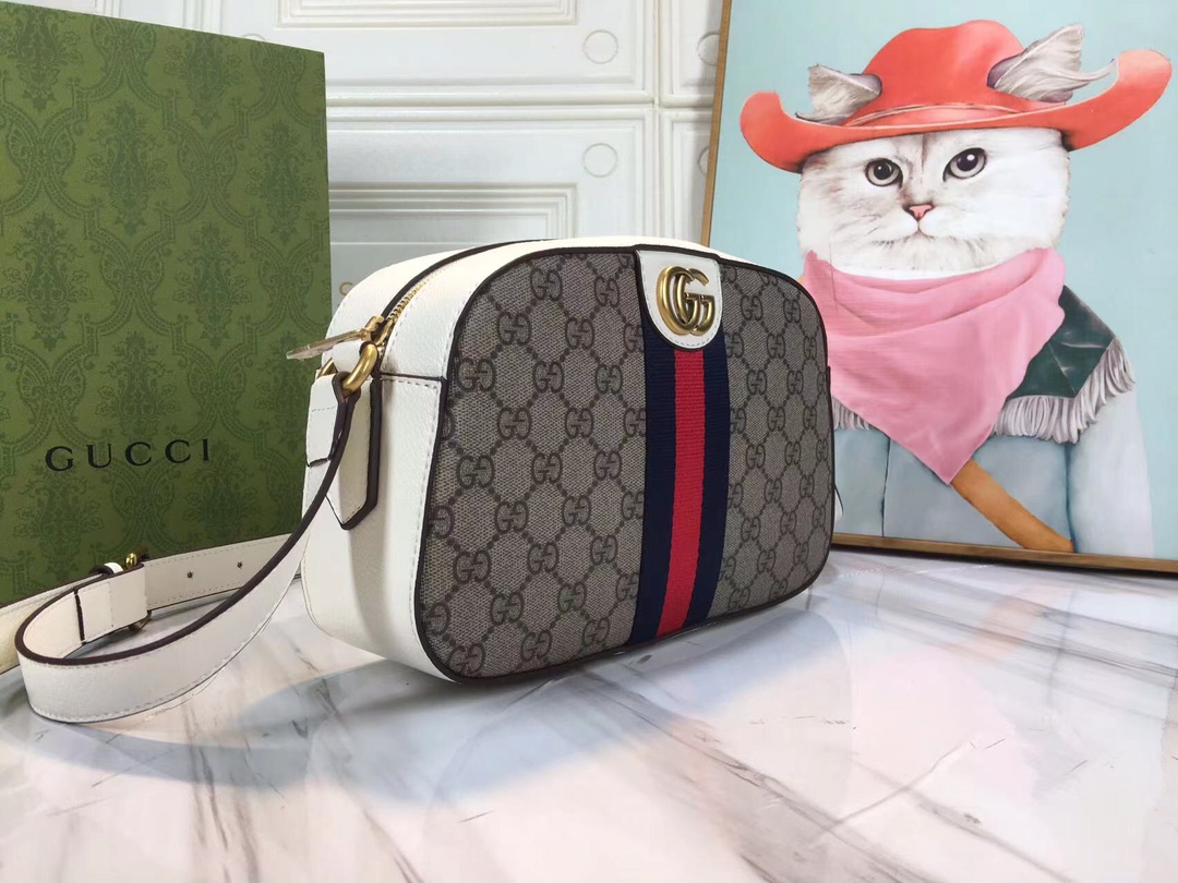 Wholesale Luxury Gucci Ophidia Double G Shoulder Bag- Black/White - Image 8